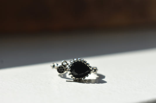 The Silver Serenade Ring-Black Gem